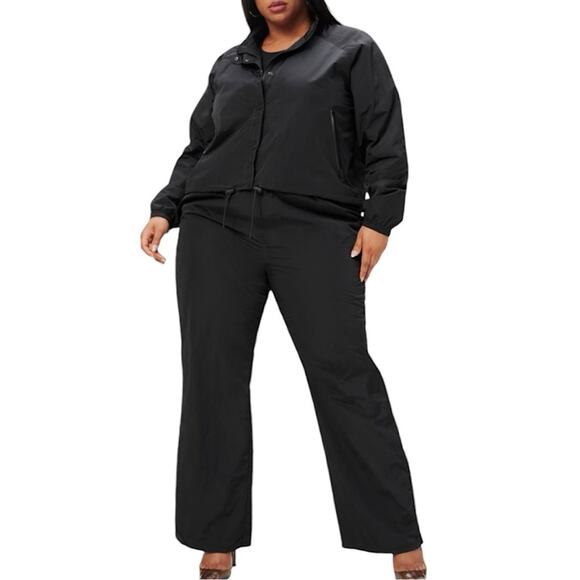 NWT Good American Black Shine Track Jacket Size 7 4XL Retail $89 - Picture 5 of 9